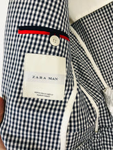 Load image into Gallery viewer, Zara Man Men’s Gingham Check Suit Jacket Blazer | 50 UK40 L | Blue

