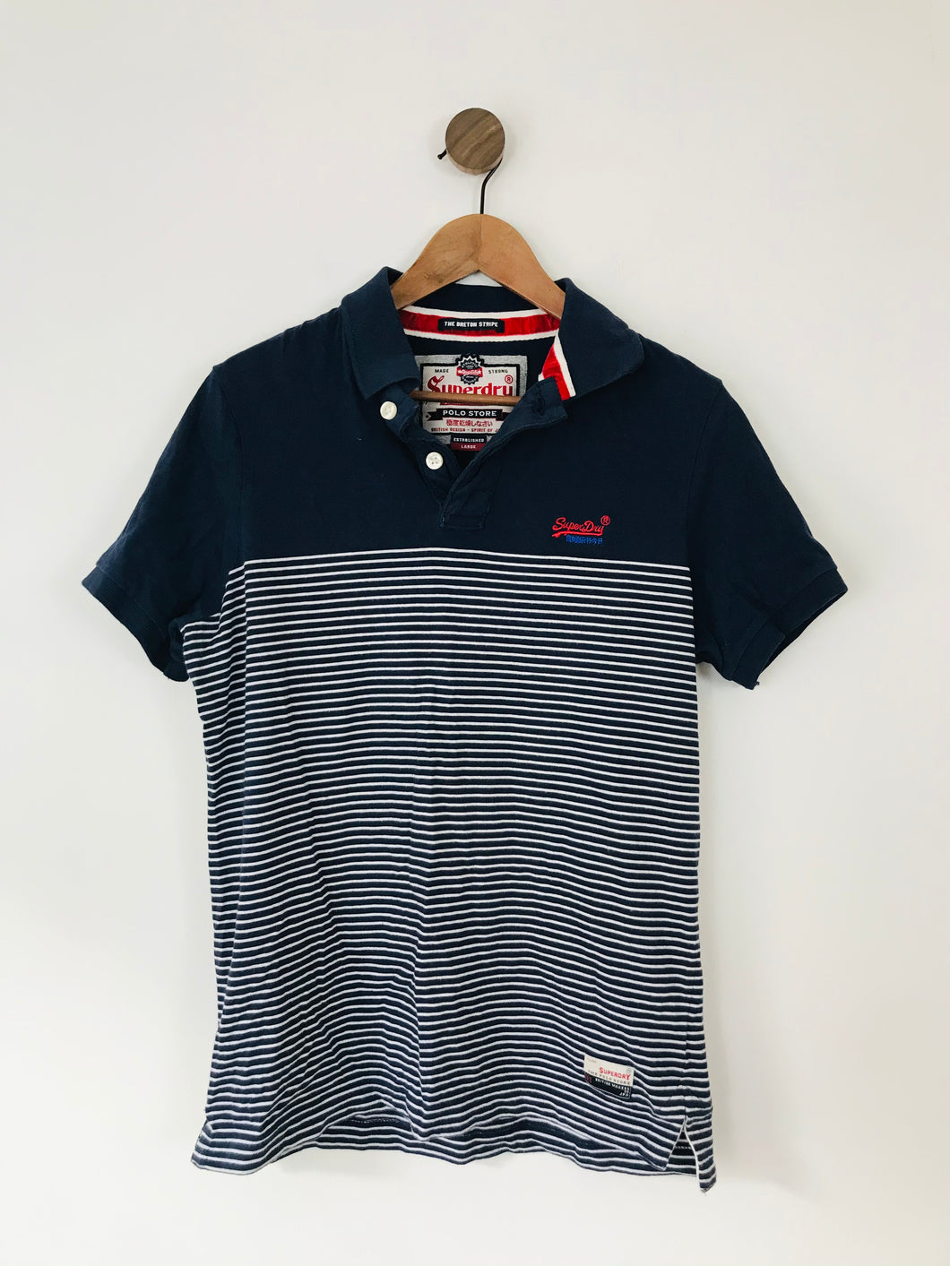 Superdry Men’s Stripe Polo Shirt | L | Blue