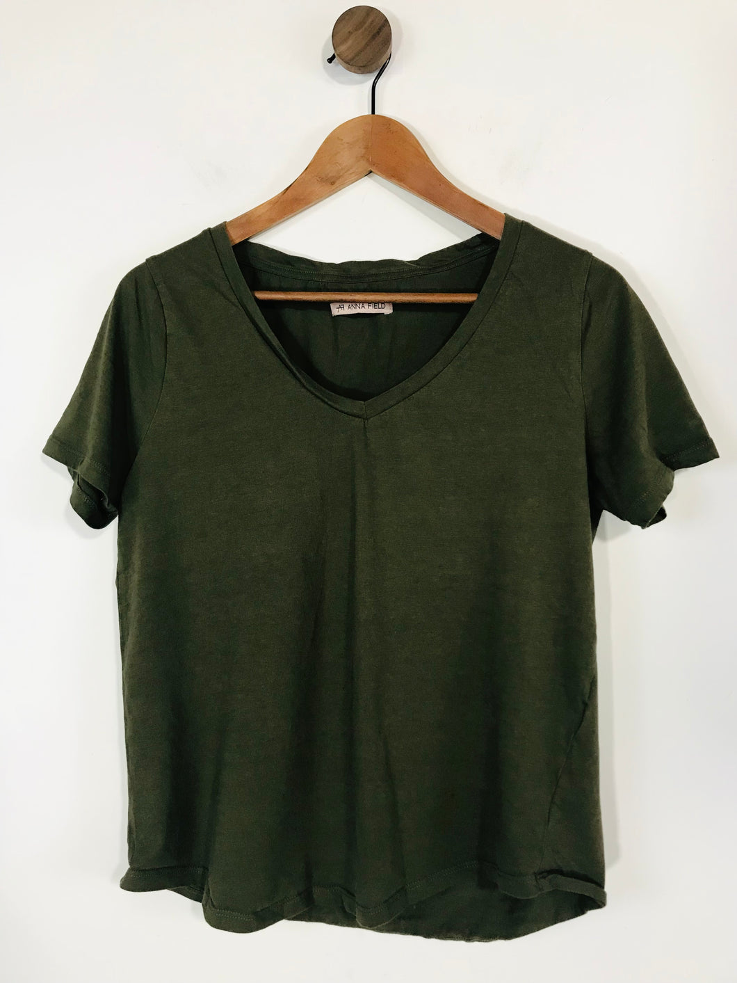 Anna Field Women's Loose Fit V Neck T-Shirt | M UK10-12 | Green