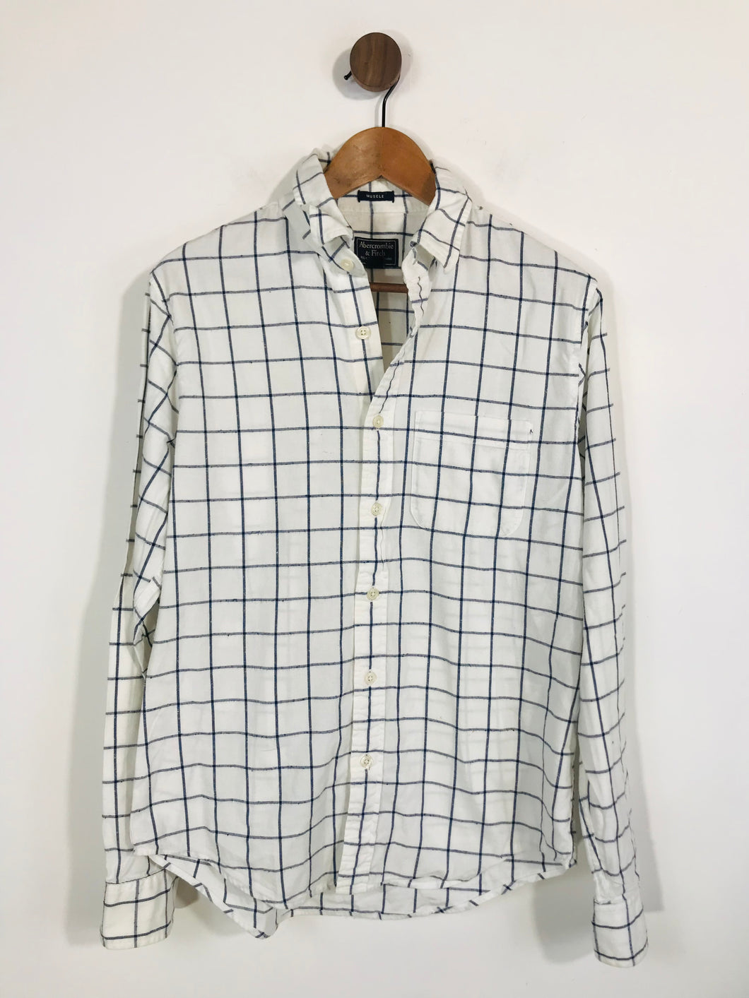 Abercrombie & Fitch Men's Check Flannel Button-Up Shirt | M | White