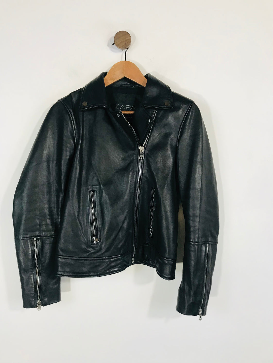 Zapa Paris Women's Leather Biker Jacket | EU38 UK10 | Black