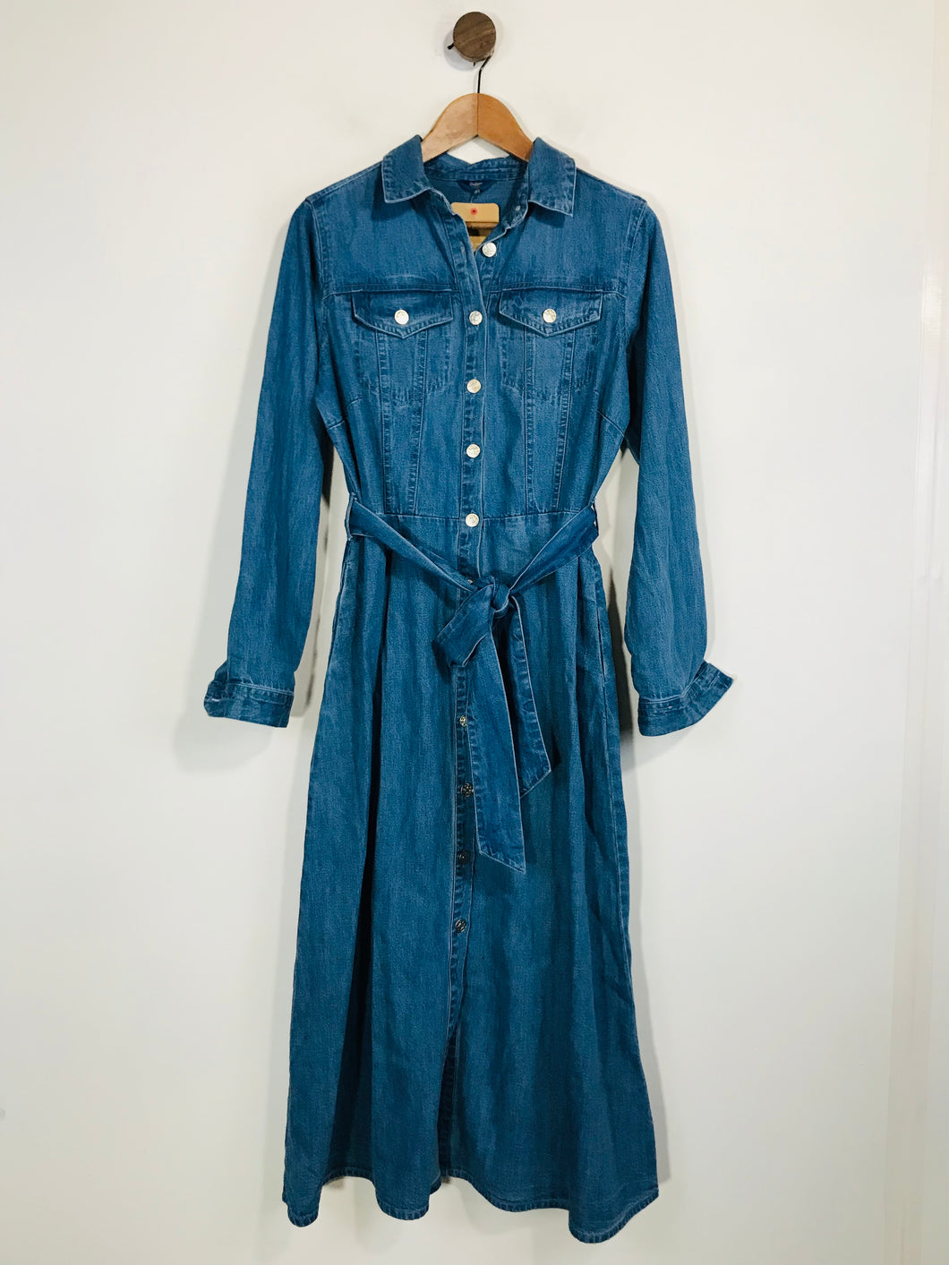 Cotton Traders Women's Denim Shirt Midi Dress NWT | UK10 | Blue
