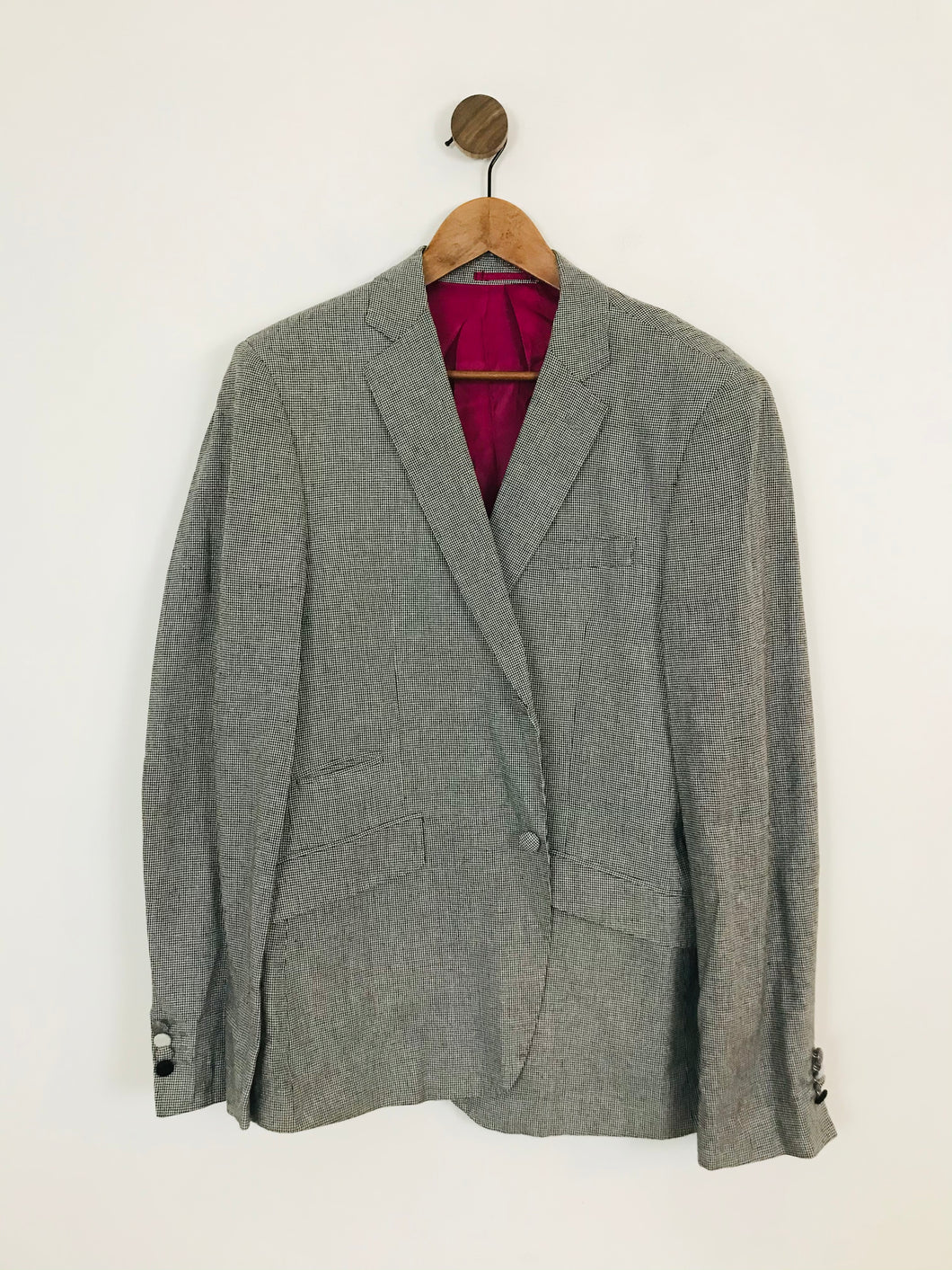 Holland Esquire Men's Linen Cotton Blazer Jacket | L | Grey