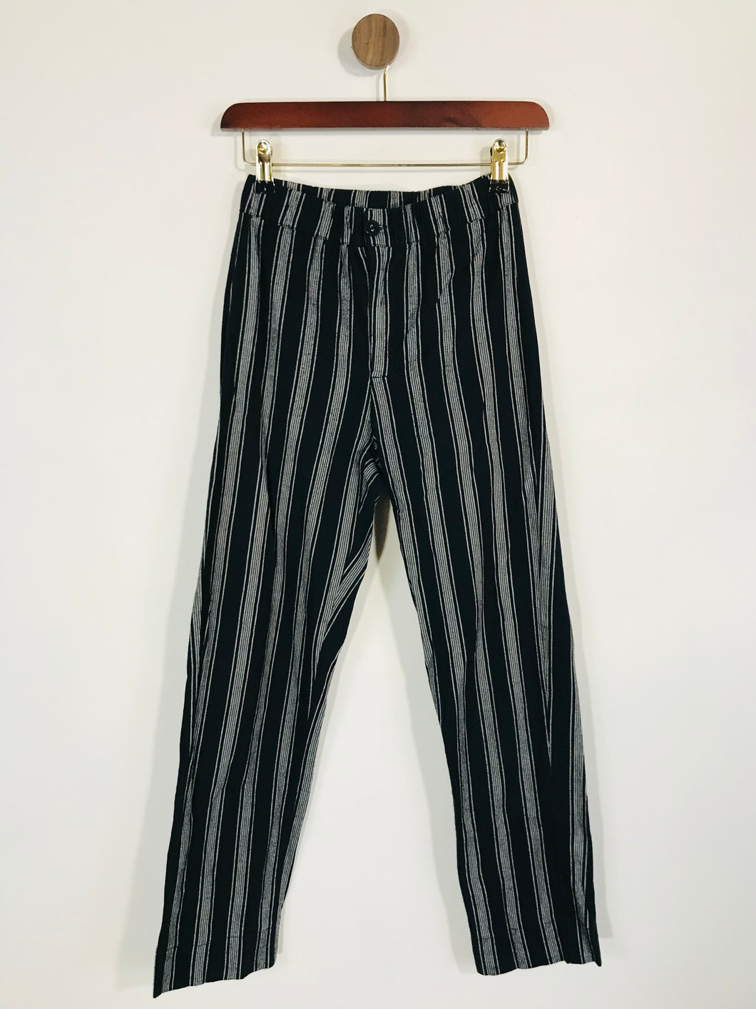 Brandy Melville Women's Cotton Striped Casual Trousers | XS UK6-8 | Black