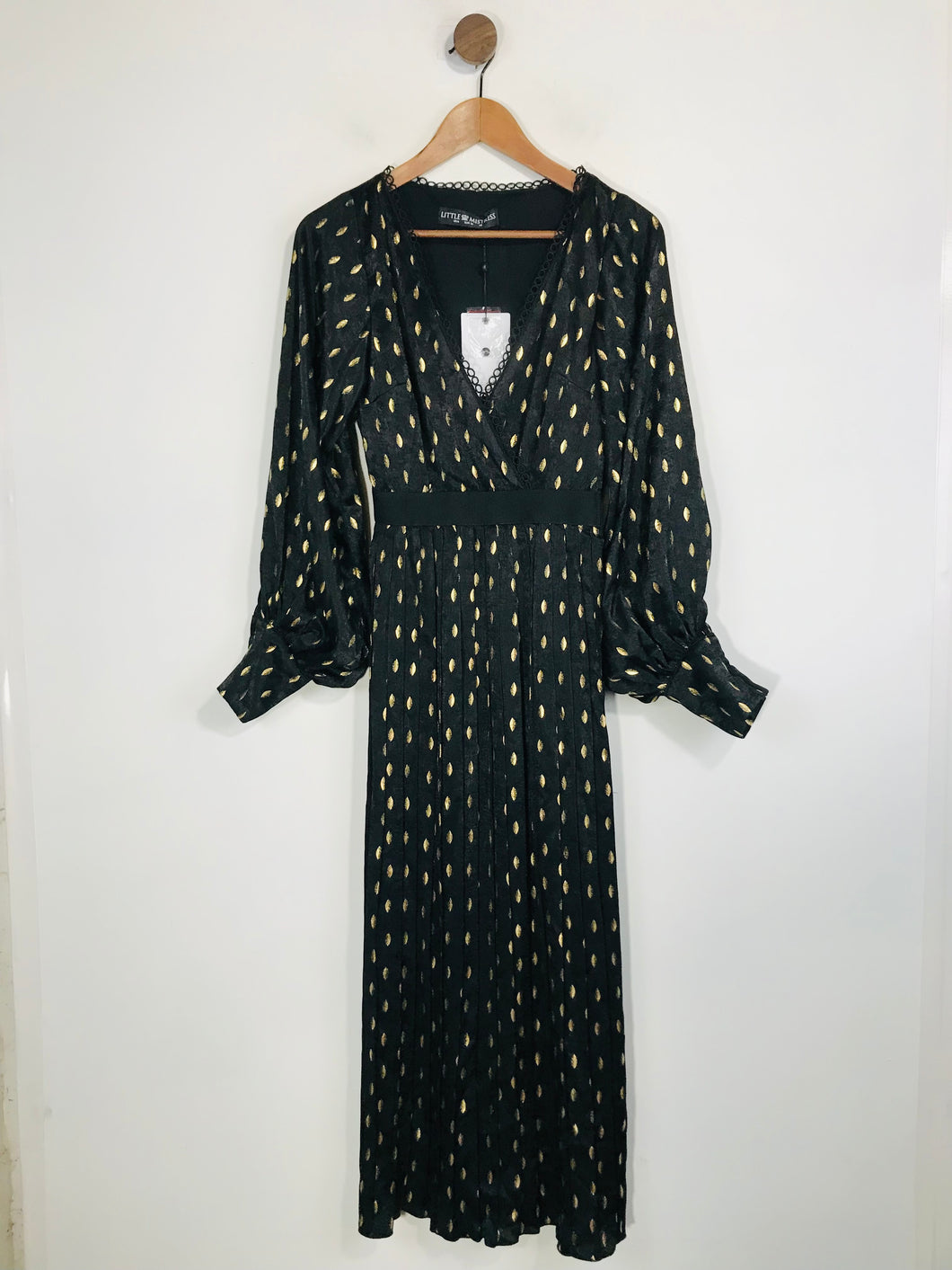 Little Mistress Women's Long Sleeve Pleated A-Line Dress NWT | UK6 | Black