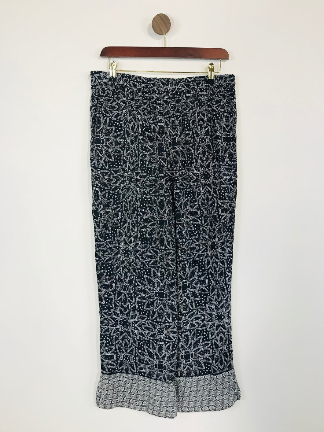 Whistles Women's Wide Leg Patterned Casual Trousers | UK12 | Blue