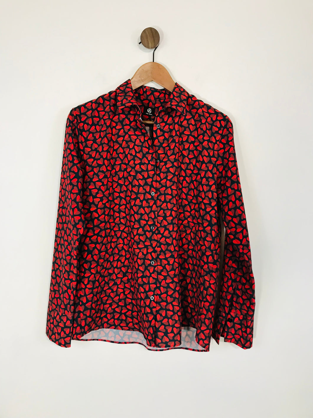 Paul Smith Women's Heart Print Button-Up Shirt NWT | UK14  | Red