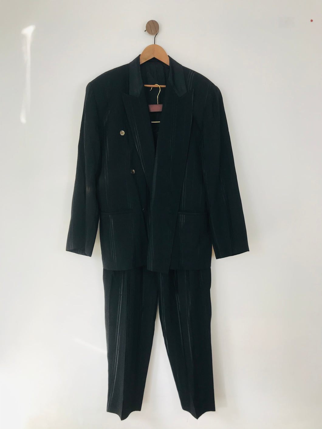 Adolfo Dominguez Men’s 2 Piece Striped Dinner Suit | Jacket EU52 UK42, Trousers UK40 | Black