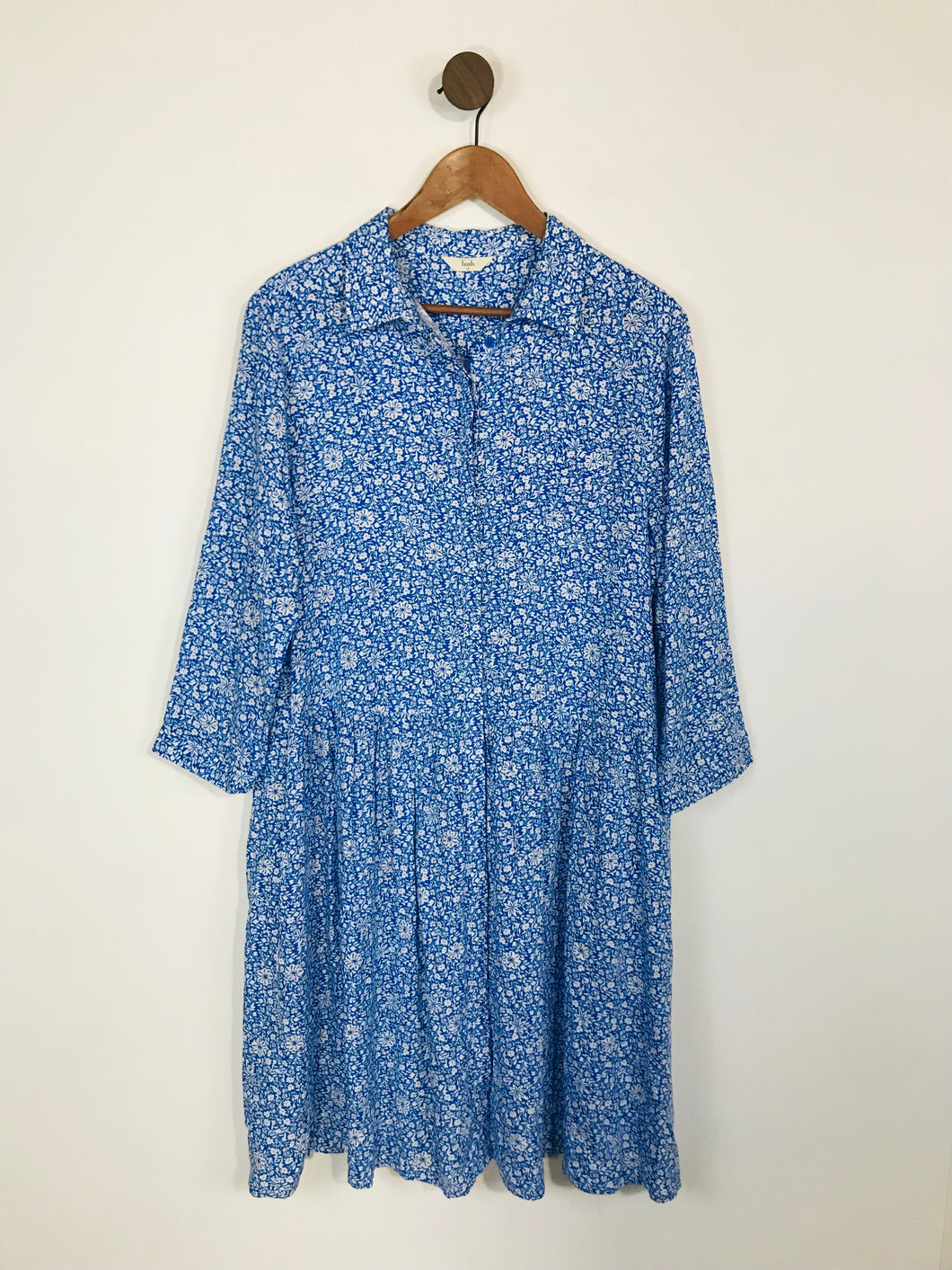 Hush Women's Floral Button up Shirt Dress | UK14 | Blue