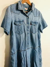 Load image into Gallery viewer, Levi’s Women&#39;s Denim Pleated A-Line Dress | M UK10-12 | Blue
