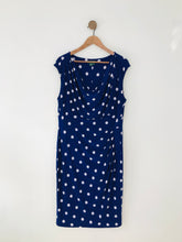 Load image into Gallery viewer, Ralph Lauren Women&#39;s Polka Dot Cowl Neck Midi Dress | UK14 | Blue
