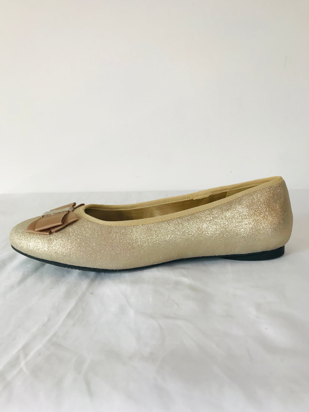 Lands' End Women’s Glitter Metallic Ballerina Flats Shoes | UK5 | Gold