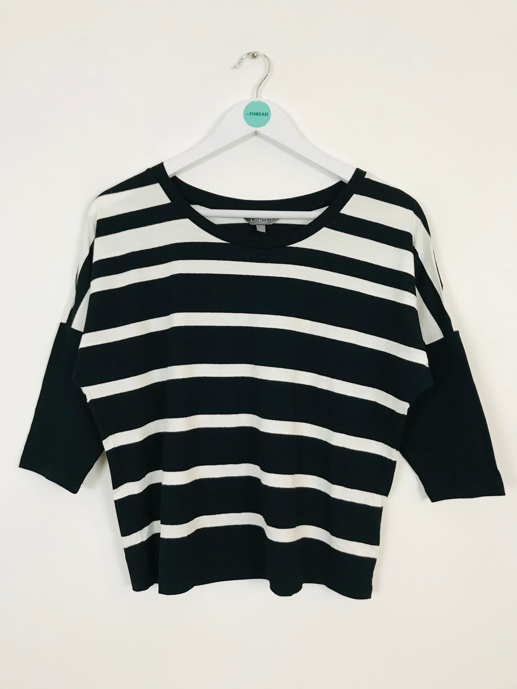 Limited Collection Women’s Stripe 3/4 Length Sleeve Tshirt | UK 8 | Black and White