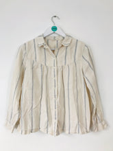 Load image into Gallery viewer, Fat Face Women’s Striped Button Down Shirt | UK12 | White
