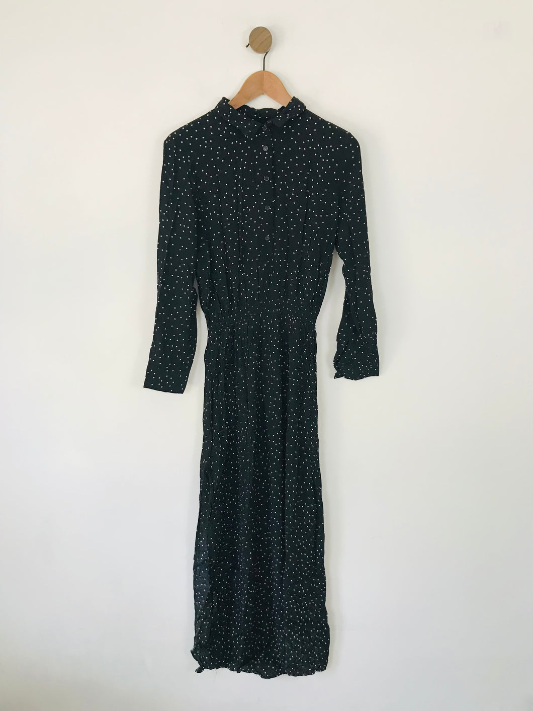 Hush Women's Star Print Long Sleeve Shirt Maxi Dress | UK12 | Black