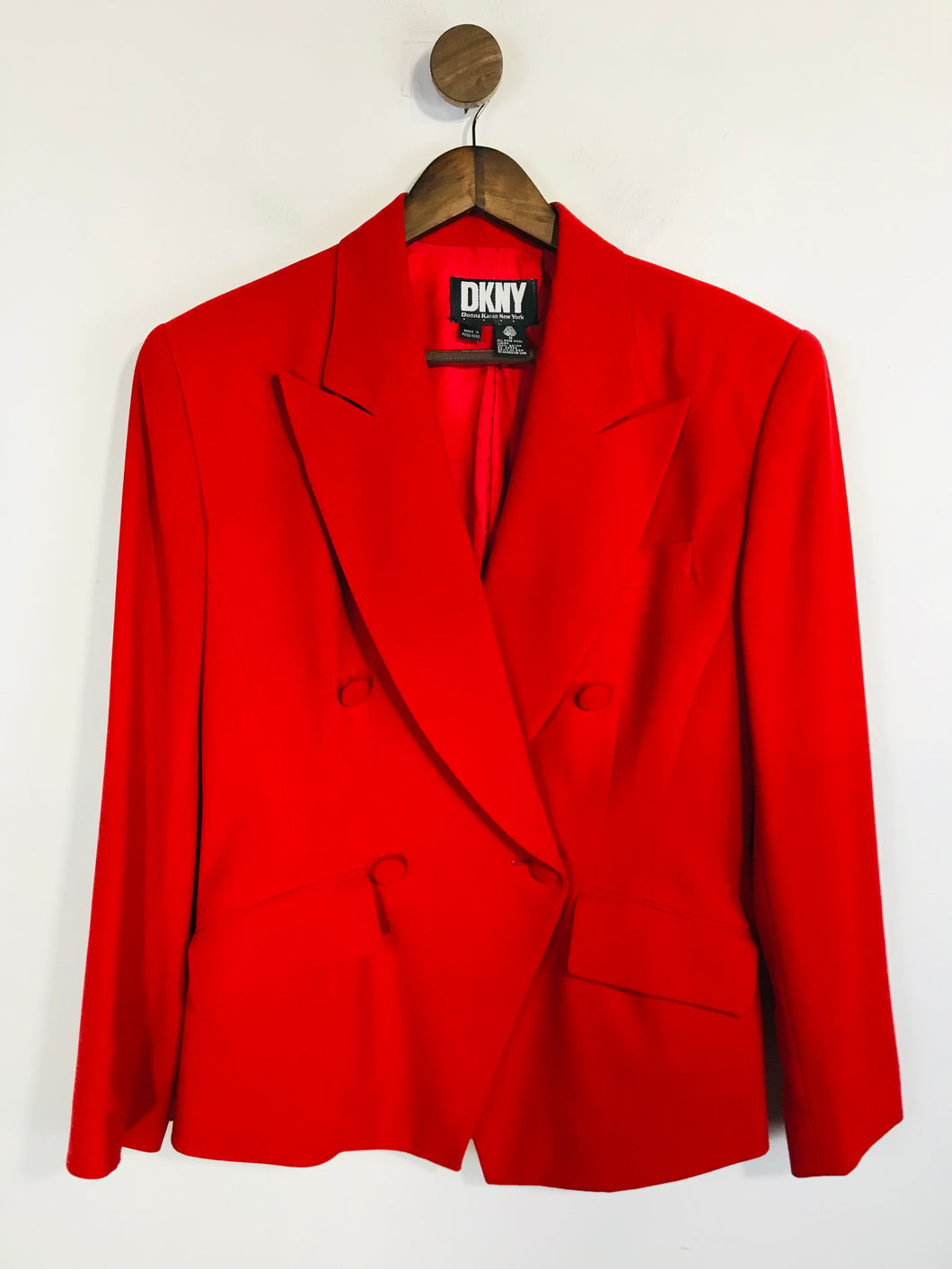 DKNY Women's Wool Smart Blazer Jacket | US8 UK12 | Red