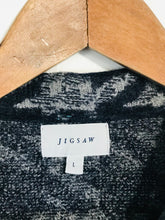 Load image into Gallery viewer, Jigsaw Women&#39;s Wool Houndstooth Blazer Jacket | L UK14 | Grey
