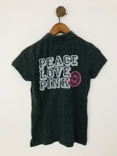 Load image into Gallery viewer, Victoria’s Secret PINK Women’s Distressed Polo Shirt Top | S | Grey
