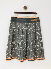 Load image into Gallery viewer, Gil Bret Women&#39;s Floral Pleated A-Line Skirt | UK14 | Grey
