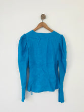 Load image into Gallery viewer, &amp; Other Stories Women’s Puff Sleeve Wrap Blouse | UK8 | Blue
