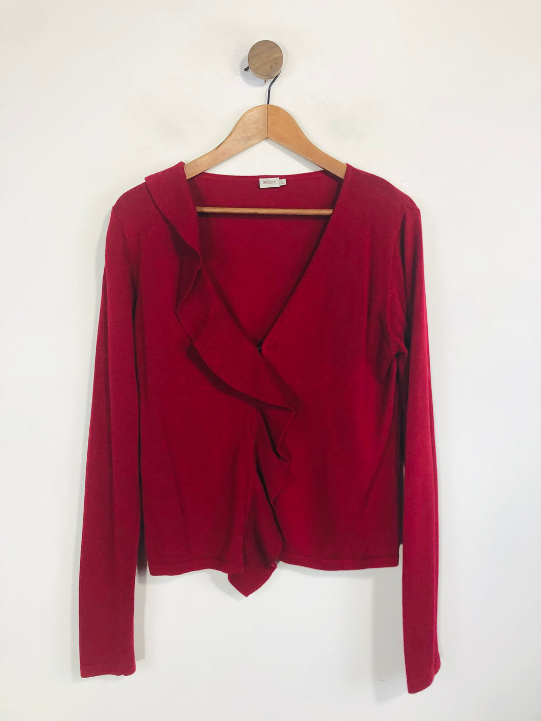 InWear Women's Cotton Ruffle Cardigan | L UK14 | Red
