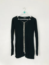 Load image into Gallery viewer, Religion Women’s Asymmetrical V-Neck Beaded Shirt | 2 UK10 | Black
