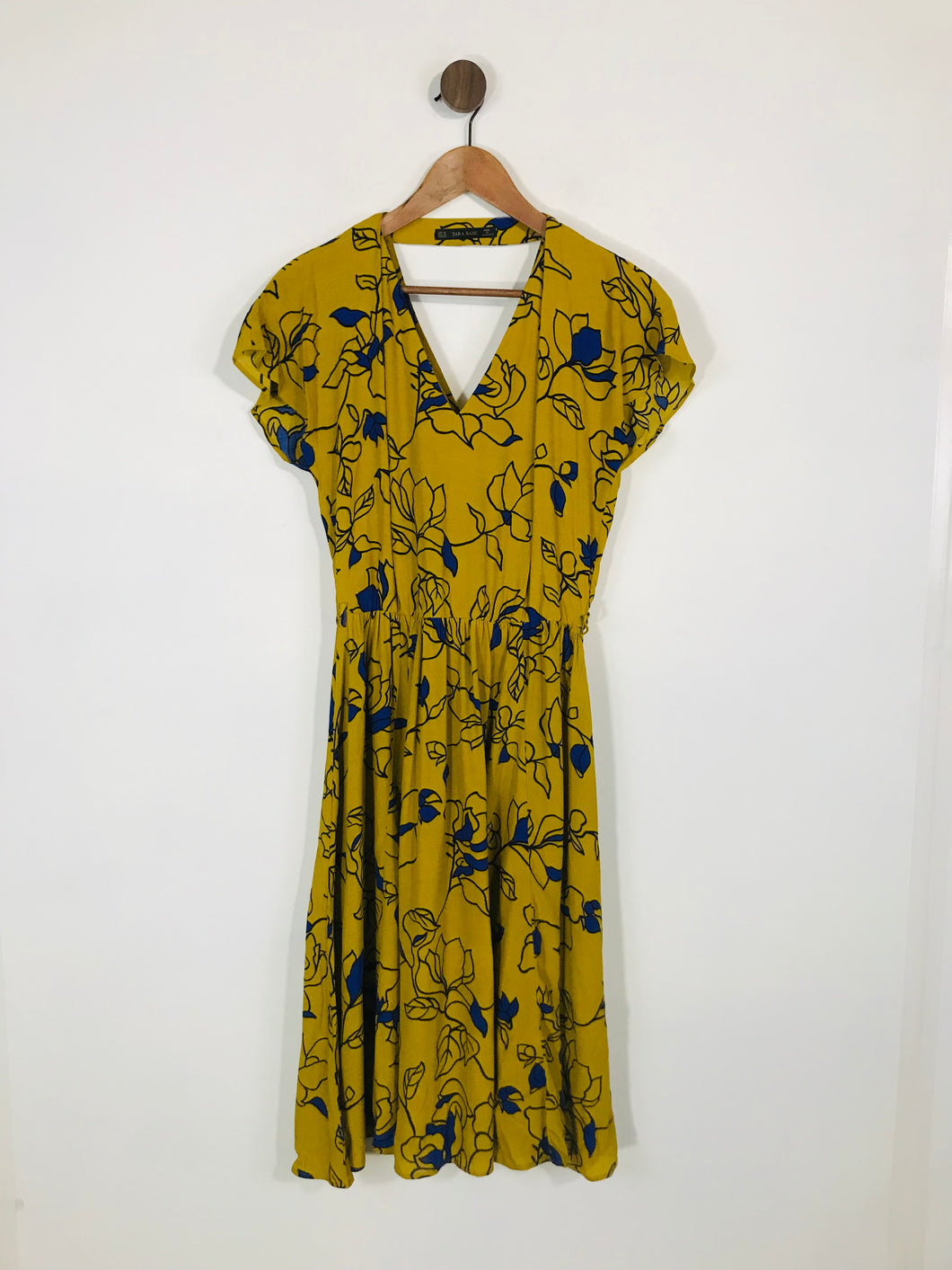 Zara Women's Floral Boho Sheath Dress | M UK10-12 | Yellow
