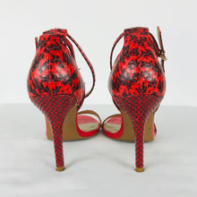 Load image into Gallery viewer, Reiss Womens Heeled Sandals | EU40 UK7 | Red Snakeskin
