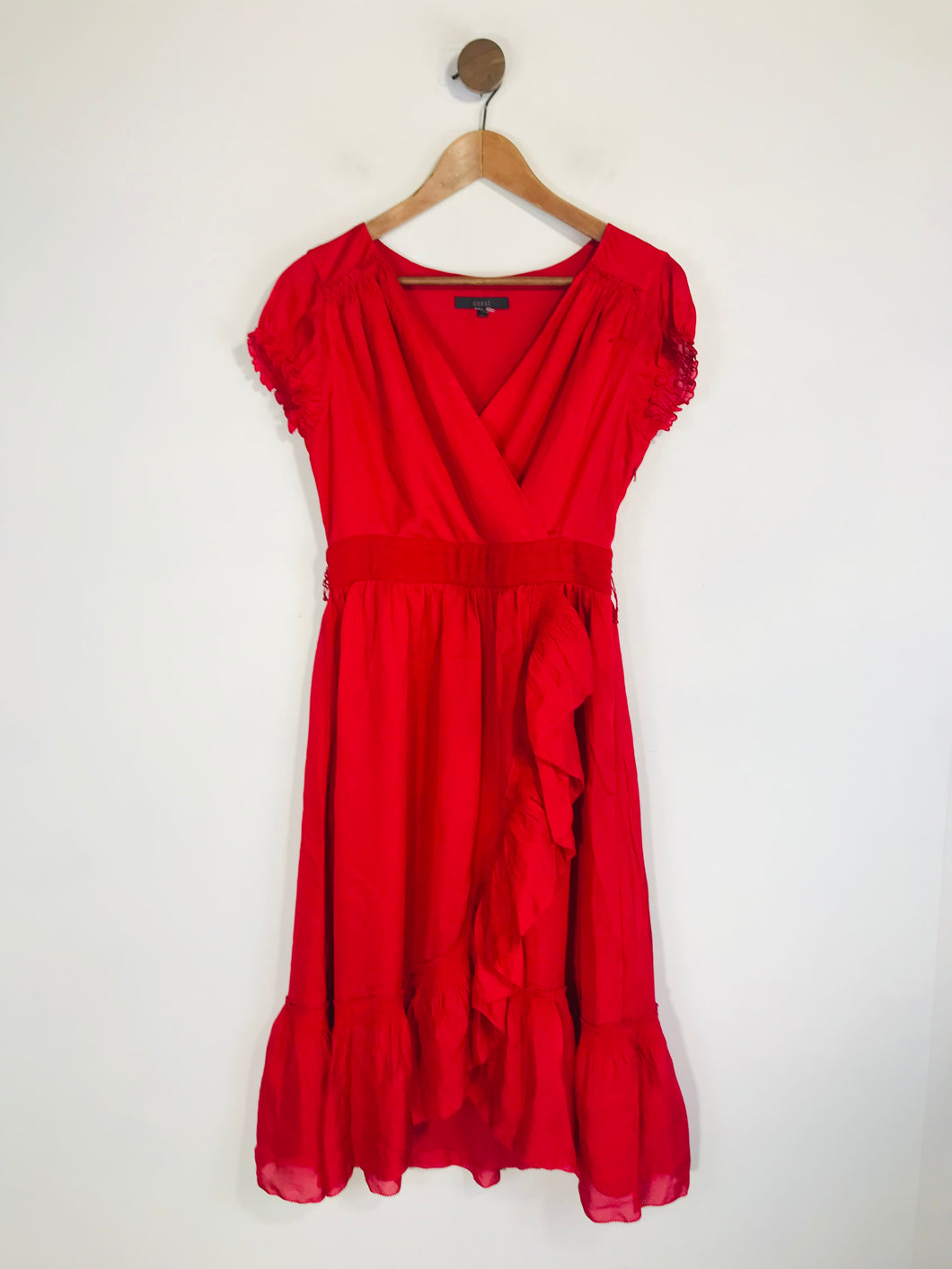 Coast Women's Ruched Ruffle Midi Dress | UK10 | Red
