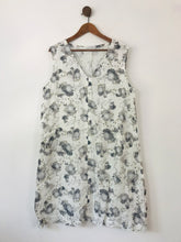 Load image into Gallery viewer, Cut Loose Women&#39;s Linen Floral Sheath Dress | XL UK16-18 | White
