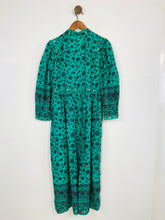 Load image into Gallery viewer, Dilli Grey Women&#39;s Boho Floral Long Sleeve Tassel Midi Dress | UK10 | Green
