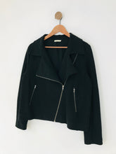 Load image into Gallery viewer, Whistles Women&#39;s Zip Up Jersey Biker Jacket | UK16 | Black
