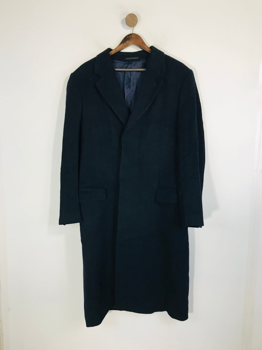 T.M.Lewin Men's Wool Smart Overcoat Coat | L | Blue