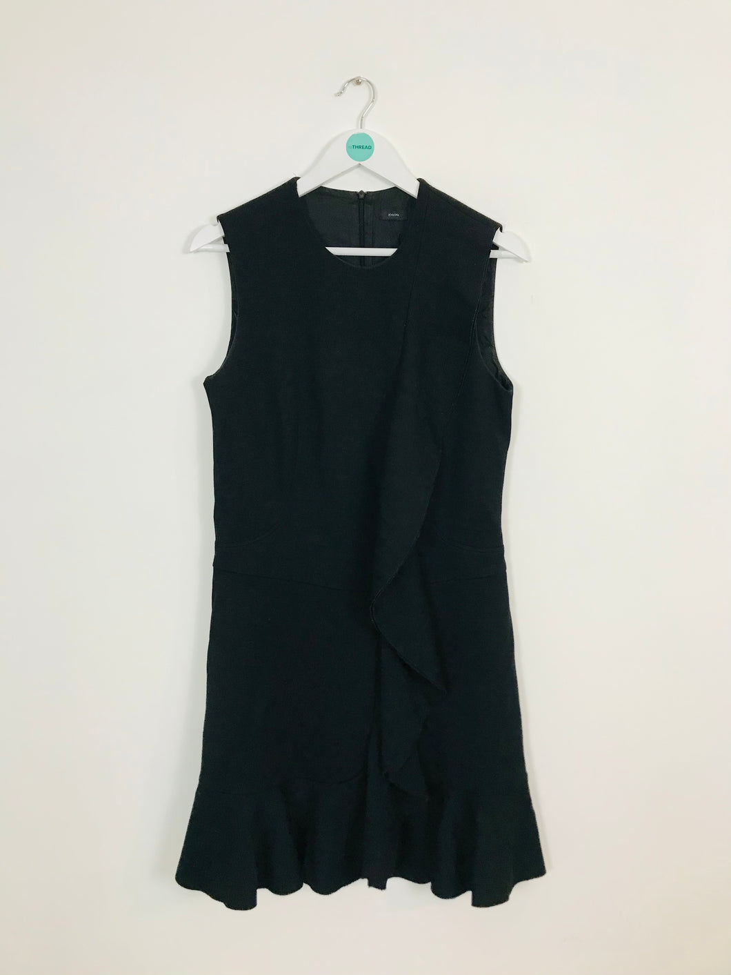 Joseph Women’s Frill Wool A-line Midi Dress  | 44 UK16 | Black