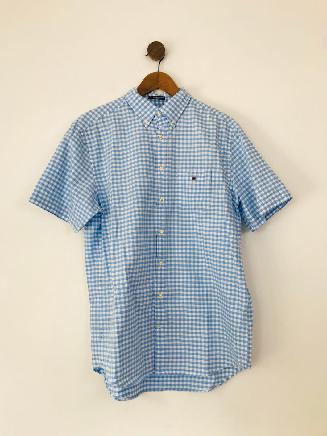 Gant Men's Short Sleeve Gingham Button-Up Shirt | L | Blue