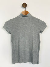 Load image into Gallery viewer, Zara Women&#39;s Ribbed Mock Neck T-Shirt  | S UK8 | Grey

