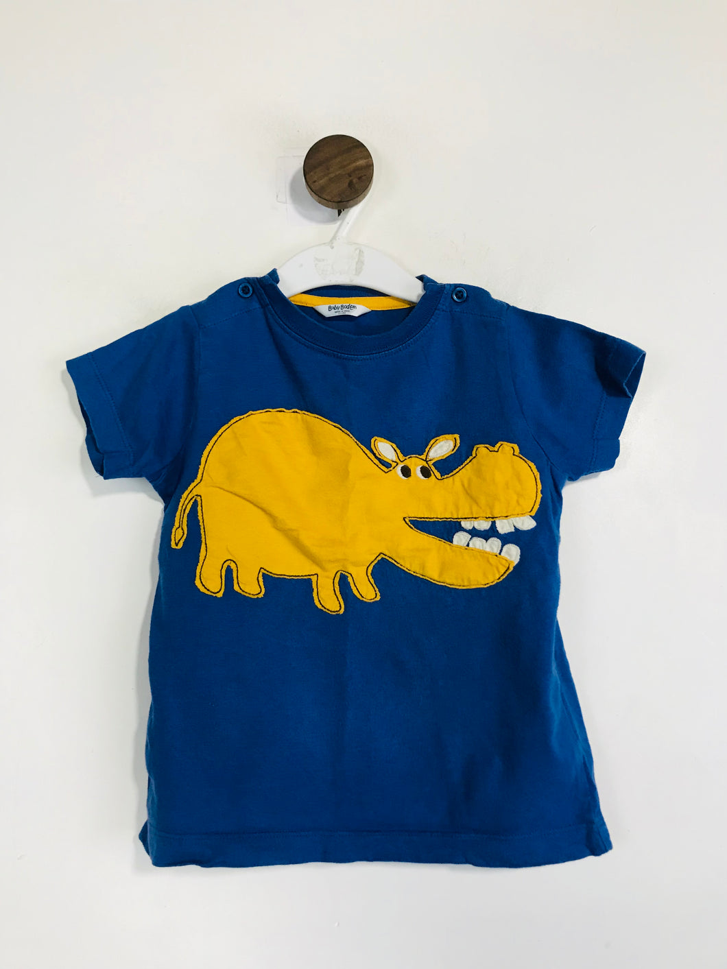 Baby Boden Kid's Embroidered Hippo T-Shirt | 2-3 Years | Blue