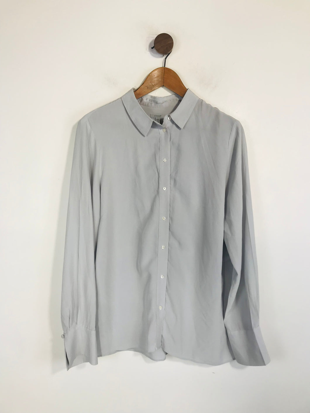 Jigsaw Women's Silk Button-Up Shirt | UK16 | Grey