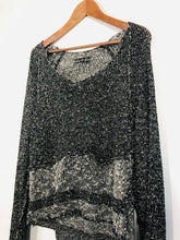 Load image into Gallery viewer, Crea Concept Women&#39;s Cotton Crochet Jumper | L UK14 | Black
