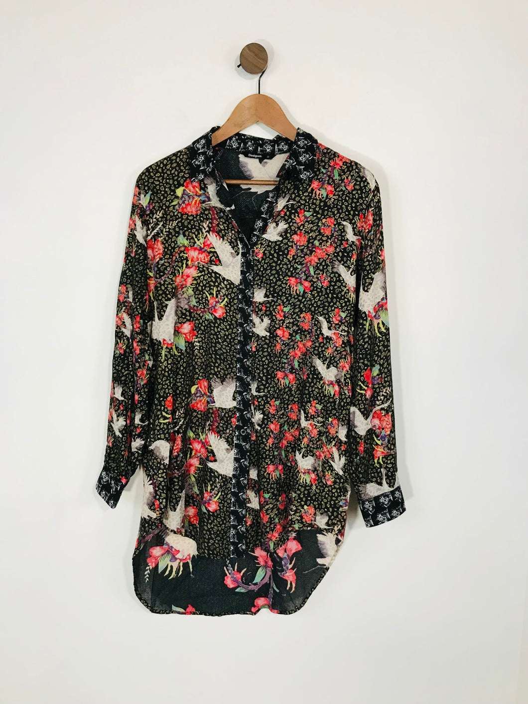 Desigual Women's Floral Loose Fit Button-Up Shirt | M UK10-12 | Multicolour