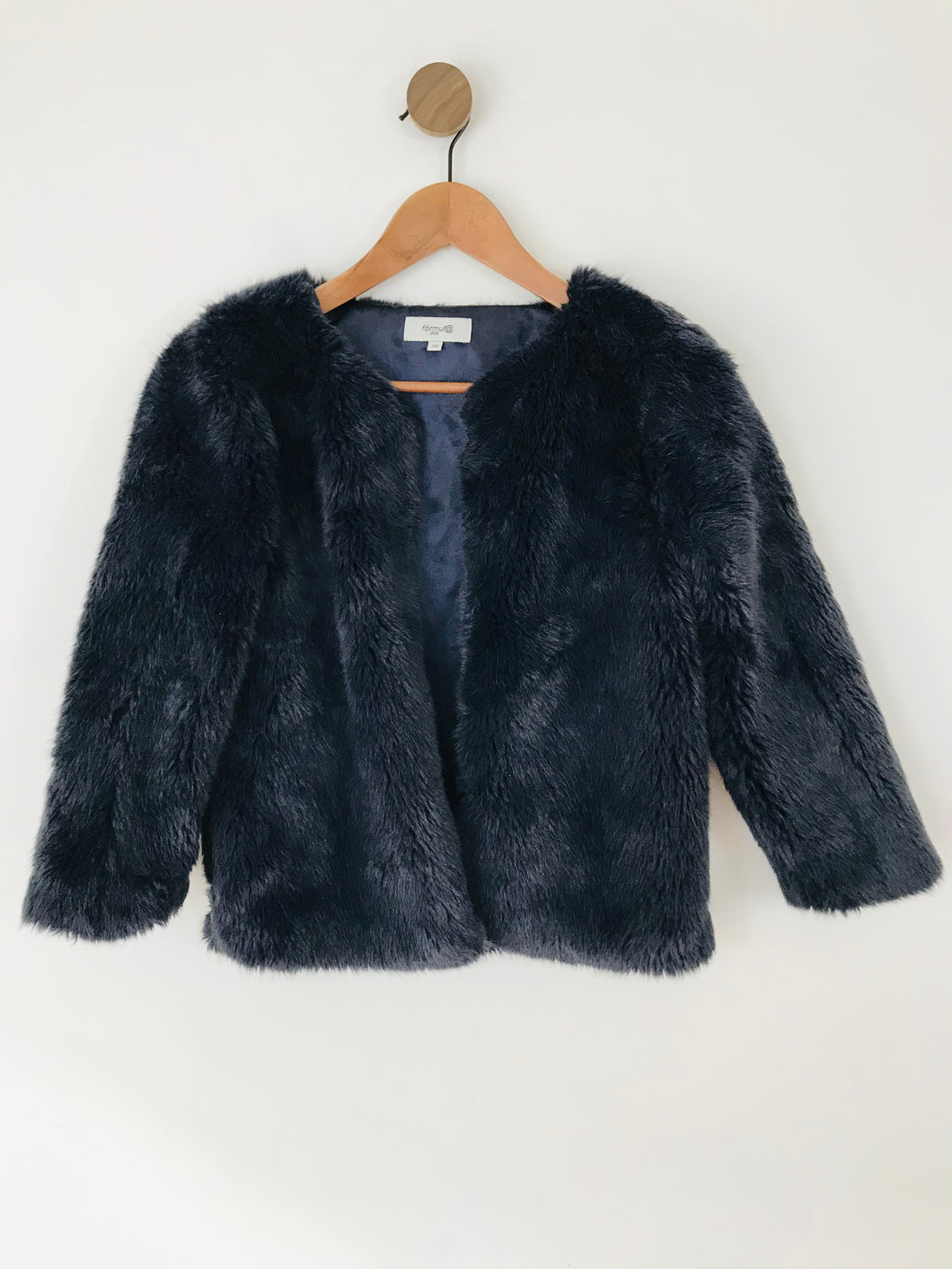 Formula Joven Women's Faux Fur Teddy Cropped Jacket | 38 UK10 | Blue