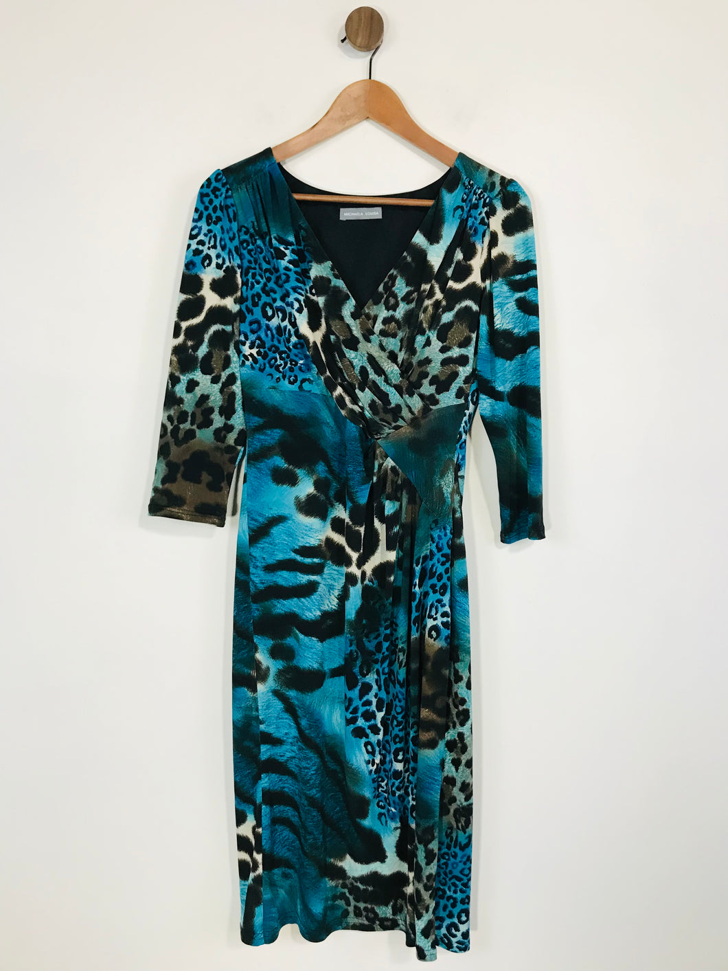 Michaela Louisa Women's Ruched Leopard Print Midi Dress | UK12 | Blue