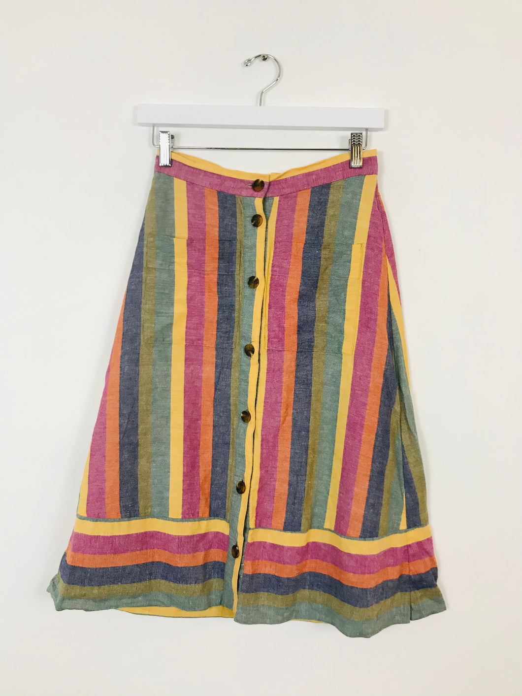 Madewell Womens Stripe Aline Midi Skirt | UK6 | Multi Coloured