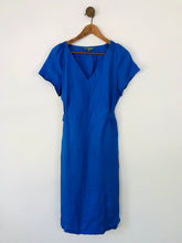 Load image into Gallery viewer, Fenn Wright Manson Women&#39;s Linen V-Neck Midi Dress | UK14 Petite | Blue
