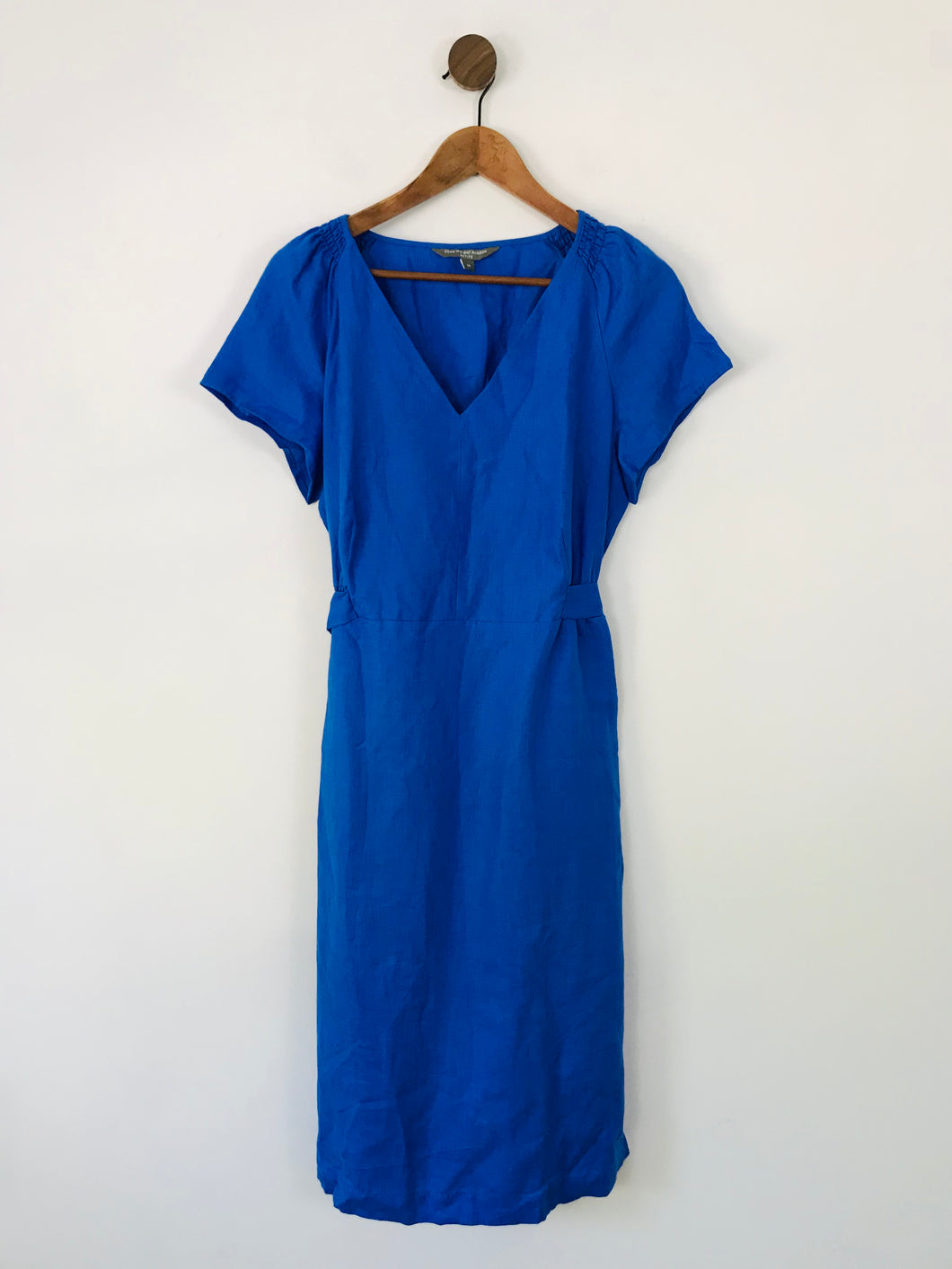 Fenn Wright Manson Women's Linen V-Neck Midi Dress | UK14 Petite | Blue