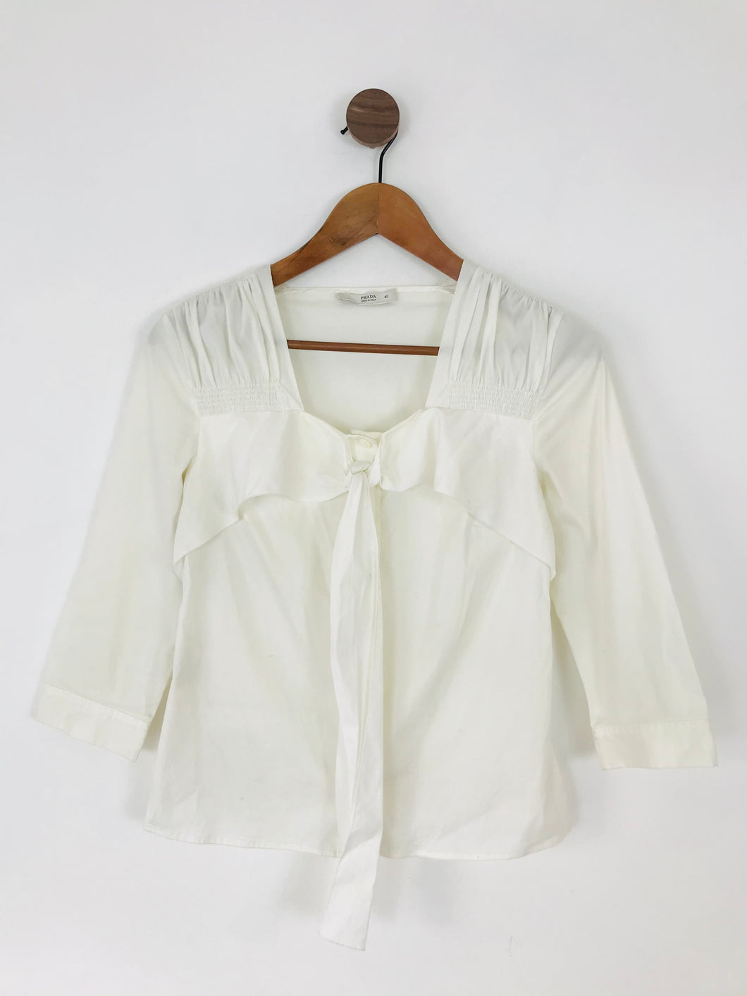 Prada Women’s Three Quarter Length Sleeve Blouse Shirt | 40 UK8 | White