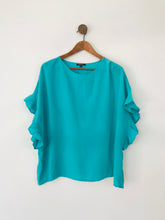 Load image into Gallery viewer, Toupy Women&#39;s Silk Ruffle Blouse | M/L UK14 | Blue
