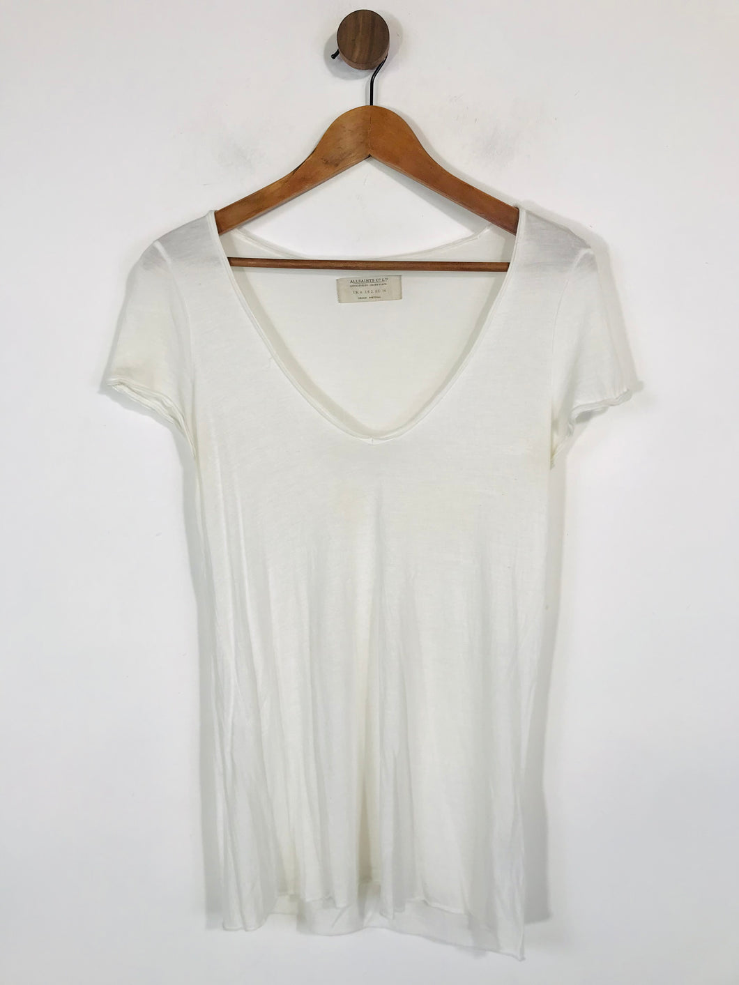 AllSaints Women's V-Neck T-Shirt | UK6 | White