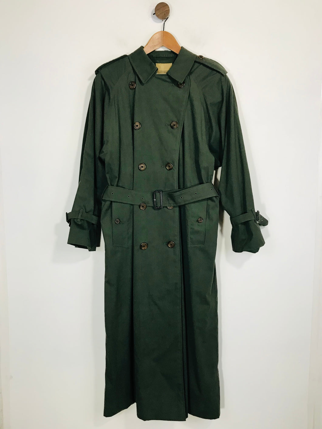 Burberry Women's Vintage Burberrys’ Long Trench Coat | UK16 | Green