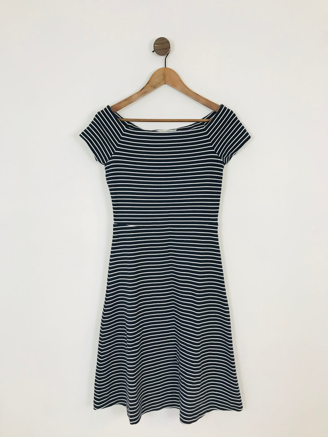 Boden Women’s Stripe Wide Neck A-Line Dress | UK8 | Navy Blue